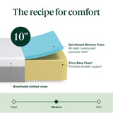 ZINUS 10 Inch Green Tea Essential Memory Foam Mattress [New Version], Twin, Fiberglass Free, Medium Feel, Breathable Airflow Memory Foam, Certified Safe Foams & Fabric, Mattress in A Box Zinus