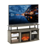 Furinno Jensen Open Shelving Storage Fireplace TV Entertainment Center for TV up to 55 Inch, French Oak Grey/Black Furinno