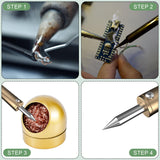 Soldering Iron Tip Cleaner, Premium Stainless Steel Soldering Iron Cleaner Quick Cleaning No Water Required Soldering Iron Tip Cleaner Practical Tools(Gold) PEUTIER