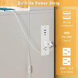 Vanity Desk with Mirror and Lights, 50" Makeup Vanity with Glass Top & Power Outlet, White Vanity with 11 Drawers & 8 Hidden Storage Shelves, 3 LED Lighting Modes Adjustable for Bedroom HUAHUU