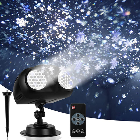 Christmas Snow Projector Lights, Dynamic Rotating Snowflake Projection Light Outdoor, IP65 LED Snow Spotlight Lightning for Halloween Xmas New Year Party Wedding Holiday Garden (Black) Alinkey