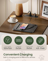 CHOEZON Dog Crate Furniture, Wooden Dog House with Charging Station and Storage Drawer, Indoor Pet Crate End Table for Small Breeds, for Living Room, Bedroom, White and Walnut MGW01UWL CHOEZON