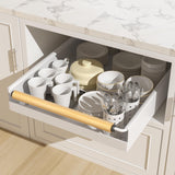 Upesitom Pull Out Cabinet Organizer, 15.3'' Deep Expandable Slide Out Cabinet Organizer Fixed with Adhesive Nano Film, Slide Out Drawers Pull Out Tray for Cabinet in Kitchen, Pantry, Bathroom, White Upesitom