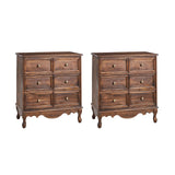 HULALA HOME 3-Drawer Nightstand with Charging Station, Drawer Organizer with Wood Legs, Farmhouse Solid Wood Nightstand Set of 2(Walnut) HULALA HOME