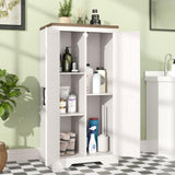 Befrases 47" Kitchen Pantry Cabinet, Farmhouse Storage Cabinet with Barn Doors and Adjustable Shelves, Freestanding Kitchen Hutch,Wood Cupboard for Living Room, Bathroom, Hallway, White Befrases