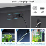 Verano 55-75 Gallon Aquarium Stand with Storage Cabinet, Fish Tank Stand with Power Outlets & LED Light, Wooden Turtle Tank 52 inch x 19.7-inch Desktop, Heavy Duty Metal Frame,1100LBS Capacity (Black) Verano Garden