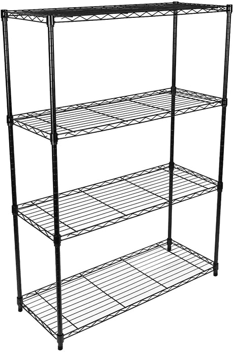 Simple Deluxe Heavy Duty 4-Tier Storage Shelving Unit, 35.83" W x 13.98" D x 55.91" H, 1000 Lbs Loading Capacity, Black Simple Deluxe