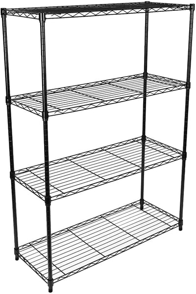 Simple Deluxe Heavy Duty 4-Tier Storage Shelving Unit, 35.83" W x 13.98" D x 55.91" H, 1000 Lbs Loading Capacity, Black