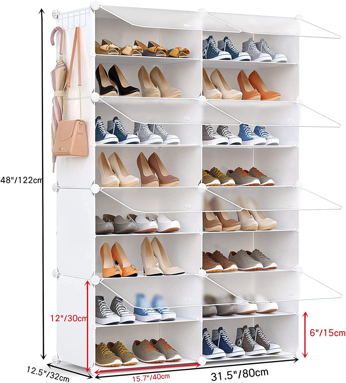 HOMICKER Shoe Storage,32 Pairs Shoe Rack Organizer for Closet Shoe Cabinet with Door Shoe Shelves for Closet,Entryway,Hallway,Bedroom HOMICKER