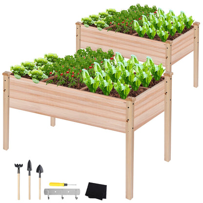 Barydat 2 Pcs Raised Garden Bed with Legs 48 x 24 x 30 Inches Elevated Fir Wood Planter Box 220lb Capacity Standing Growing Bed with 1 Set of Tool for Backyard Patio Balcony Vegetable Flower  - WoodArtSupply