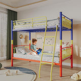 KAIFAM Bunk Bed Twin Over Twin, Metal Twin Bed Frames, Twin Over Full Bunk Bed with Safety Guardrail and Ladder, Trundle Bed Twin, No Box Spring Needed, Noise Free for Bedroom (Color) KAIFAM