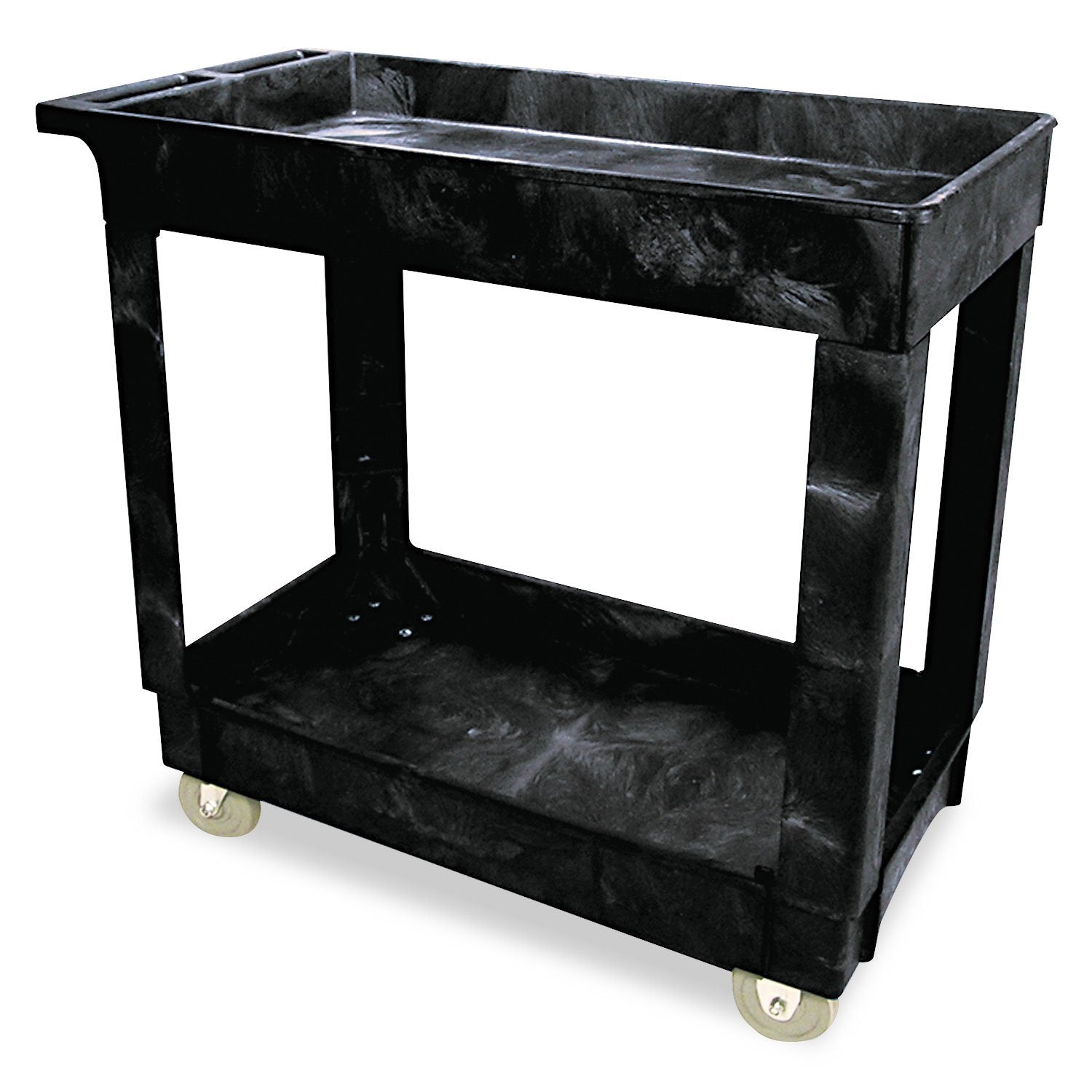 Rubbermaid Commercial 9T6600BLA Service/Utility Cart Two-Shelf 17w x 34d x 31h Black - WoodArtSupply