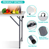 ZENY Plastic Folding Table 6 Foot, Portable Picnic Table with Carrying Handle, Indoor Outdoor Camping Table for Party, Dining, Banquet, Wedding, BBQ, White ZENY