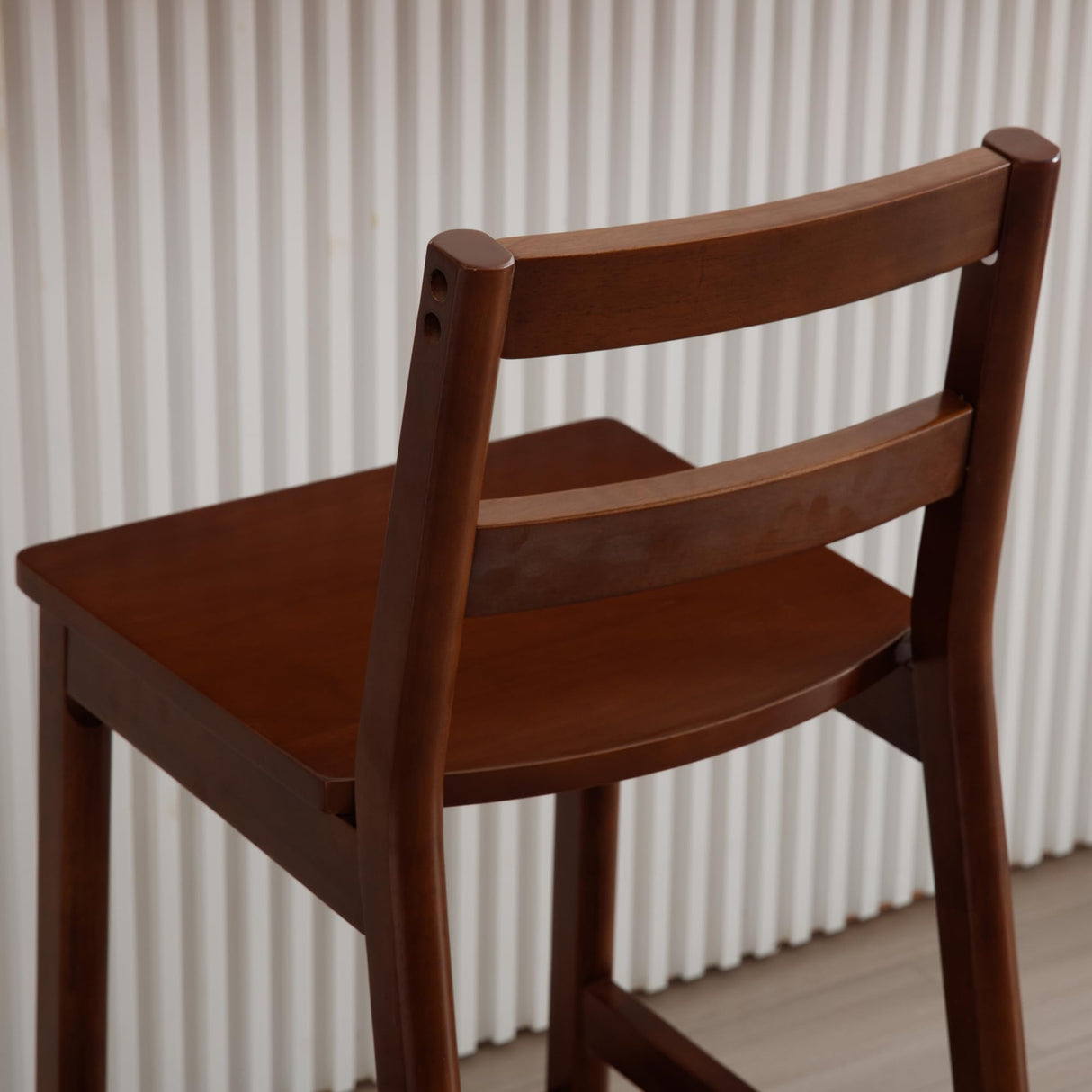 Janoray Counter Height Bar Stools Set of 2 Farmhouse Counter Stools with Ladder Back 26-Inch Solid Wood Barstools for Kitchen Island/Pub/Cafe, Brown Janoray