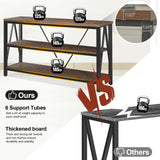 HOMISSUE Entryway Console Table, Rustic Couch Table with Wide Storage, Industrial Sofa Tables for Entryway with 3-Tier Open Shelves, Entryway Table for Living Room, Hallway, Brown, 55 Inch HOMISSUE