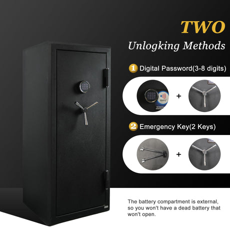 XPEDITION 24 Gun Fireproof Safe for Rifles and Pistols,Gun Cabinet with Keypad/Key Access, Fire and Water Safe with Combination Lock,Gun Safes for Rifles and Shotguns (24 gun safe) XPEDITION