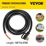 VEVOR 15 FT 50 Amp Generator Extension Cord 4 Wire 6 Gauge STW 6/3+8/1, 125V 250V Generator Power Cord N14-50P & SS2-50R with Portable Handle VEVOR