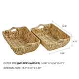 FairyHaus Wicker Baskets with Handles, Natural Wicker Basket for Organizing Shelves, Small Hand Woven Water Hyacinth Storage Baskets Set of 2, 14.96x10.04x4.73 FairyHaus