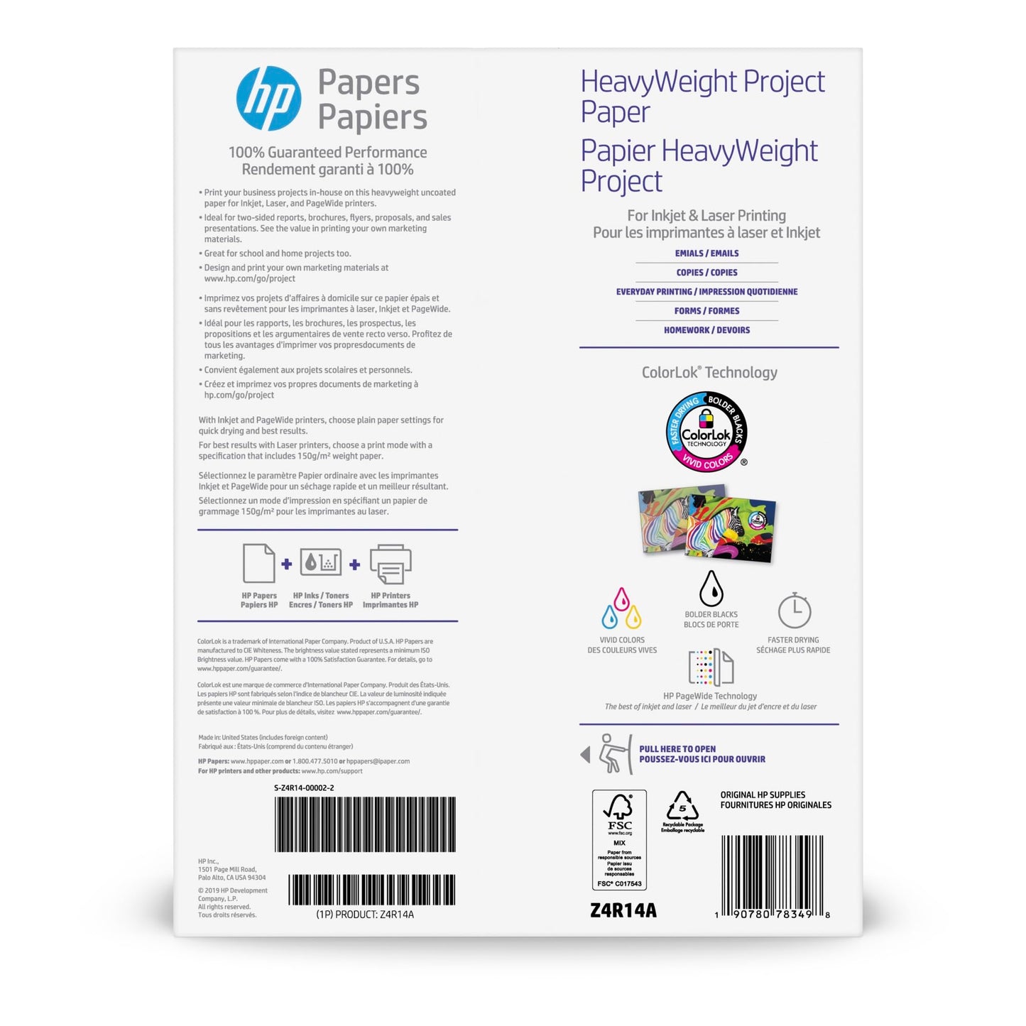 HP HeavyWeight Project Paper, Matte, 8.5x11 in, 40 lb, 250 sheets, works with inkjet, PageWide, laser printers (Z4R14A)