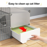 Oneluck Cat Cage with Litter Box,4-Tier DIY Cat Enclosures Large Playpen Detachable Metal Wire Kennel Indoor Crate Large Exercise Place Ideal for 1-2 Cat Oneluck