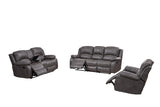 Betsy Furniture 3PC Bonded Leather Reclining Sofa Chair Set Living Room Set Sofa Loveseat Glider Chair 8018 Multiple Colors (Gray) Betsy Furniture