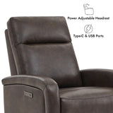 Watson & Whitely Recliner Chair, Zero Wall Reclining Sofa Chair W Power Headrest Type-C Charger, Small Faux Leather RV Recliners Home Theater Seating for Living Room, Chocolate Watson & Whitely