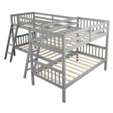 Harper & Bright Designs L Shaped Bunk Bed for 4, Quad Bunk Bed Twin Size, Wooden Bunk Bed Frame for Kids Teens Adults - Gray Harper & Bright Designs