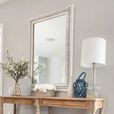 H HOMEWINS Rustic Rectangle Mirror, 22x30 Wooden Square Mirrors,Farmhouse Wall-Mounted White Beads Decor Mirror for Bedroom, Bathroom, Living Room,Vanity H HOMEWINS