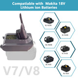 New Version V8 V7 Battery Adapter for Makita 18V Lithium Battery Convert to Replace for Dyson V8 V7 Battery, Work for Dyson V8/7 Series Vacuum Cleaners V8/7 Animal V8/7 Absolute V8/7 Motorhead ASUNT