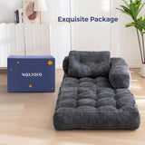 MAXYOYO Folding Sofa Bed, L-Shaped Convertible Sofa Bed with Armrest Foldable Sleeper Sofa with Pillow, Portable Fold Out Chair Bed Comfy Floor Sofa Lounge for Living Room Bedroom, Dark Grey MAXYOYO