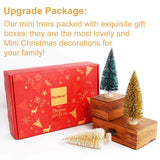 AerWo 24Pcs Mini Christmas Trees Bottle Brush Trees with Wood Base, Christmas Village Trees for Tabletop Christmas Decor Holiday Winter Decorations AerWo