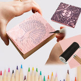 DIRBUY 10 Pack Rubber Stamp Making Kit - Block Printing Kit，Linoleum Carving Tools with 8 Type Blades, 8 Pcs Pink Rubber Carving Block and Rubber Brayer Roller DIRBUY