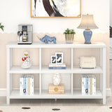 FOLUBAN Horizontal Bookshelf, 6 Cube Storage Organizer with Shelf, Modern Wood and Metal Cubby Bookcase for Bedroom Living Room, White Oak, 47 Inch FOLUBAN