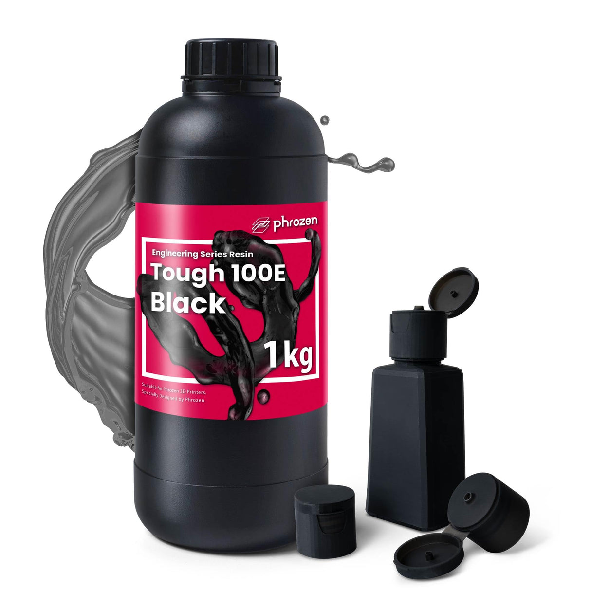 phrozen Tough 100E Engineering Series Resin for 3D Printer, 405nm UV-Curing Resin High Precision Toughness Flexible Elasticity Impact Resistant - Black (1KG) phrozen