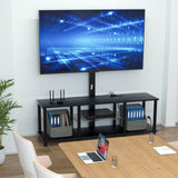 TV Stand with Mount and Led Light，Black TV Stand with Power Outlets for 32/40/43/50/55/60/65/70 Inch TV,Entertainment Center with Open Storage Shelf for Bedroom/Living Room/Office Lazyvan