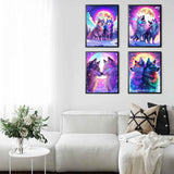ZXQL 4 Pack Wolf Paint by Numbers Kit for Adults Beginners, 12" Wx16 L Paint by Numbers for Adults Rolled up Canvas for Painting Home Decor Creative Wall Art with Nice Gift Box ZXQL