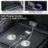 Power Recliner Sofa Set of 2 Piece with Bass Speakers for Living Room,Faux Leather Electric Zero Gravity 3 Seater Reclining Couch with Wireless Charger and Loveseat Theater Chair with LED Lights,Black Comfort Stretch