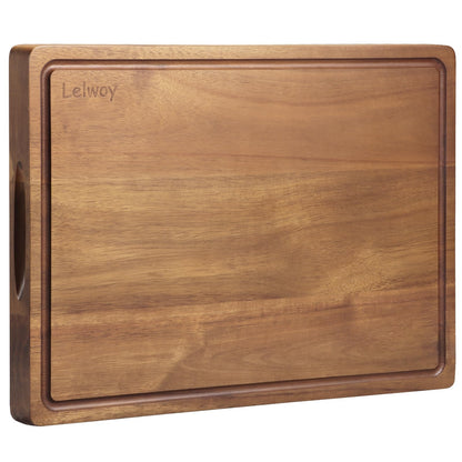 Extra Large Wood Cutting Board for Kitchen, Wooden Chopping Board with Juice Groove and Handles, Pre-Oiled Carving Tray for Meat & Cheese (20 x 15 inch)