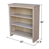 IC International Concepts, Shaker Solid Wood Bookcase, 2 Adjustable Shelves, Solid Real Wood, Sturdy Parawood, Spacious Dimensions 36"H x 28.85"W x 9.84"D, 40 LBS/ Shelf Capacity, Washed Gray Taupe IC INTERNATIONAL CONCEPTS