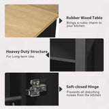 Merax Rolling Kitchen Island on Wheels with Extendable Dining Table & Power Outlet, Wood Kitchen Cart on Wheels with Internal Storage Rack,2 Drawers & 2 Cabinets, 47" Wide Black Merax