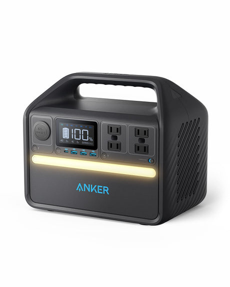 Anker 535 Portable Power Station, 512Wh Solar Generator (Solar Panel Optional) with LiFePO4 Battery Pack, 500W 9-Port Powerhouse, 4 AC Outlets, 60W USB-C PD Output, LED Light for Outdoor Camping, RV Anker