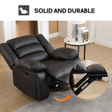 EBELLO Faux Leather Manual Recliner Chair, Single Reclining Sofa Chair Couch with 2 Concealed Cup Holders, Overstuffed Armrest Backrest for Living Room, Bedroom, Meeting Room, Black EBELLO