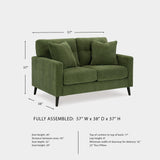 Signature Design by Ashley Bixler Mid-Century Modern Tufted Loveseat with 2 Toss Pillows, Green Signature Design by Ashley