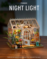 Rolife DIY Miniature Dollhouse Kit, Build 9.6" Greenhouse Diorama Kit Building Set with LED Room Hobby Craft for Aduls Uniue Gifts for Teens (Dreamy Garden) Rolife