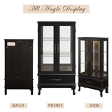 CKEASEAN Lighted Curio Cabinet, 52" H Glass Display Cabinet with Adjustable Shelves, China Cabinet with Tempered Glass Doors for Living Room, Light Blub Included (Black) CKEASEAN