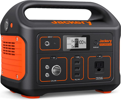 Jackery Portable Power Station Explorer 500, 518Wh Outdoor Solar Generator Mobile Lithium Battery Pack with 110V/500W AC Outlet for Home Use, Emergency Backup,Road Trip Camping (Solar Panel Optional) Jackery