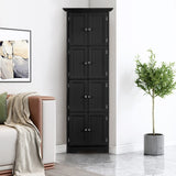 72 Inch Tall Corner Storage Cabinet with 8 Doors, 4-Tier Kitchen Pantry Storage Cabinet, for Living Room, Kitchen, Office, Bathroom, Black WoodArtSupply