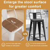 Andeworld Metal Bar Stools Set of 4, 24 inch Counter Height Barstools with Backs Farmhouse Modern High Back Bar Stools with Larger Seat Kitchen Dining Bar Chairs,Off White Andeworld