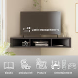 24/7 Shop at Home French 47 inch Modern Floating TV Stand with Storage, Floating Corner Shelf for Wall, Wood Entertainment Center with Shelves for Living Room, Bedroom, Family, Cappuccino Brown 24/7 Shop at Home