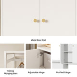 LIKIMIO Wardrobe Closet, White Cabinet with Shelves, Large Armoire Clothing Storage with Hanging Rod for Bedroom, Living/Laundry Room LIKIMIO